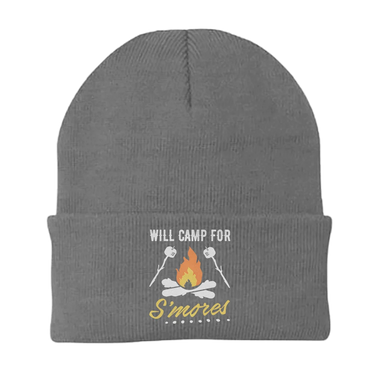 Will Camp For Smores Embroidered Beanie